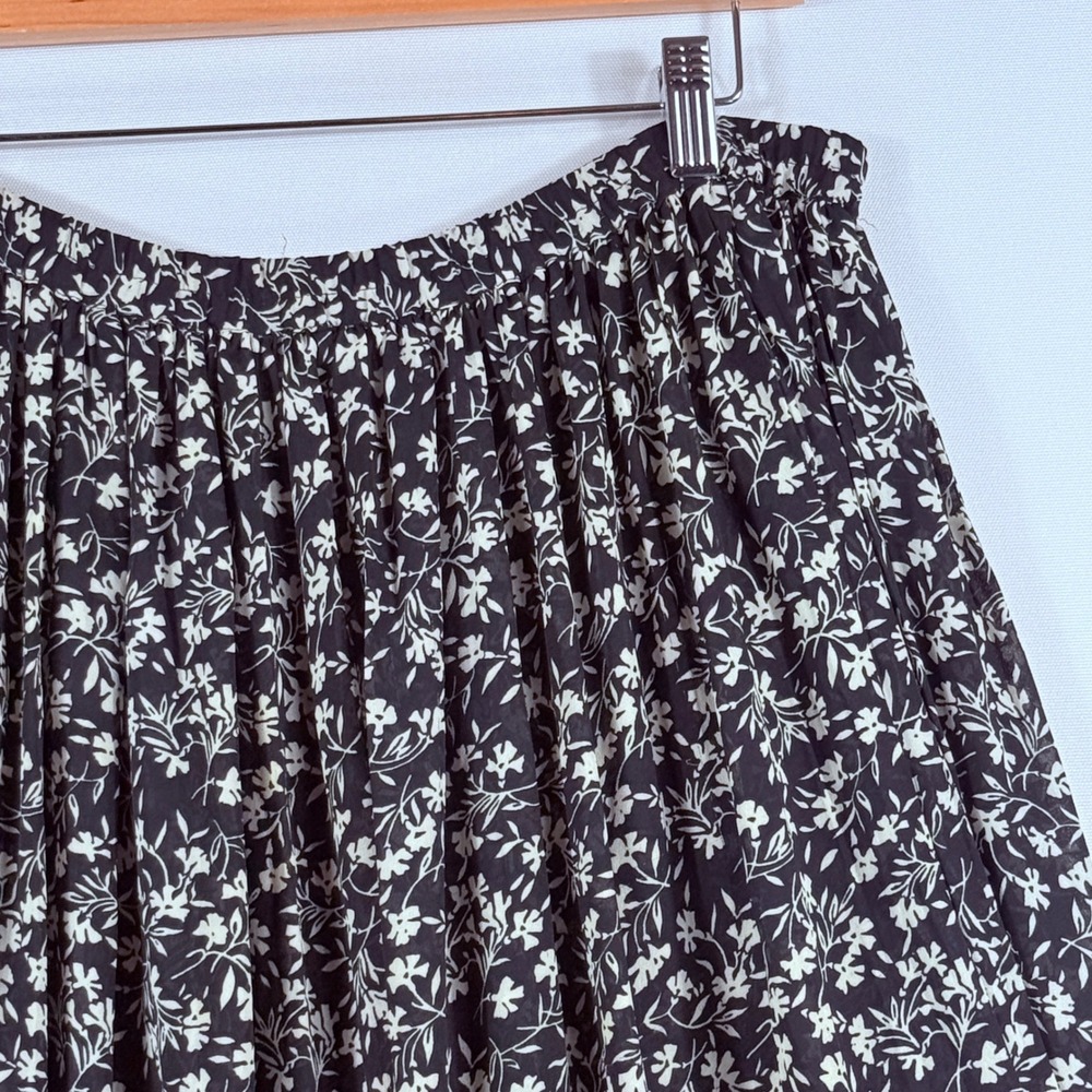 Express Maxi Skirt Womens Large Black Floral Elastic Waist Cottagecore Boho - Picture 2 of 7
